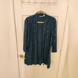 Susan Graver XL Dark Teal Green 3/4 Sleeve Cartigan